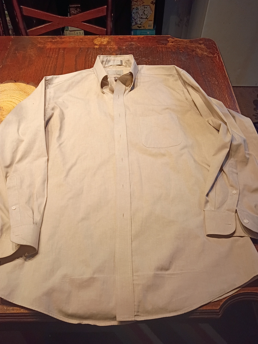 Classic Men's Button-Down Shirt in Beige